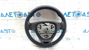 The steering wheel is bare, Chevrolet Bolt 17, black rubber, heated, without buttons and paddles, burnt.