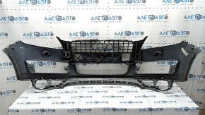 Bare front bumper for Audi Q7 4L 10-15 with parking sensors, white, dents, scratches, broken fasteners
