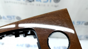 Wood grain center console trim for multimedia controls on an Audi Q7 4L 10-15, scratches, and cracks
