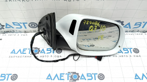 Right side mirror assembly for Audi Q7 4L 10-15 (15+2 pins), auto-folding, dimming, turn signal, heated, BSM, backlight, white, scratches
