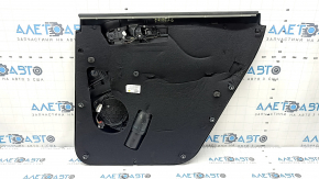Rear left door panel assembly for an Audi Q7 4L 10-15, black with black leather insert, plastic armrest, glossy wood molding, BOSE, with backlighting, broken mount, tears, scratches
