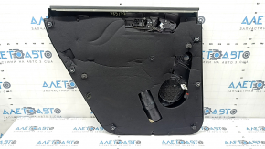 Rear right door panel assembly for an Audi Q7 4L 10-15, black with black leather insert, plastic armrest, glossy wood molding, BOSE, with backlighting, broken mount, dent, scratches