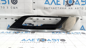 Right front bumper grille for Ford Fusion mk5 17-18 with LED fog lights, glossy finish, with chrome molding, sand