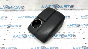 Center console armrest with cup holders for Audi Q7 4L 15, black leather, peeling finish