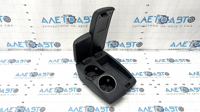 Center console armrest with cup holders for Audi Q7 4L 15, black leather, peeling finish