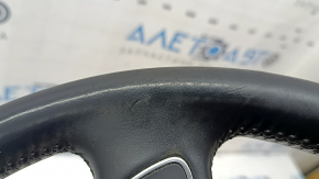 The steering wheel is bare, Audi Q7 4L 10-15, heated, black leather, no buttons, worn, scratches
