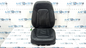 Audi Q7 4L 10-15 driver's seat upholstery, heated, black leather, worn, cracked, scratched
