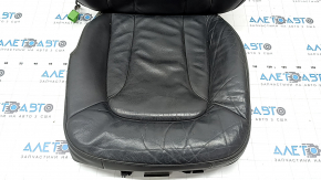 Audi Q7 4L 10-15 driver's seat upholstery, heated, black leather, worn, cracked, scratched