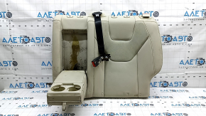 Rear row of seats, upper left part, Ford Fusion mk5 17-20, gray leather, perforated, Titanium, with belt and armrest, dented, needs cleaning