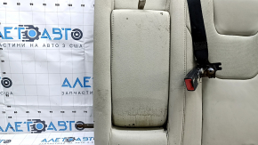 Rear row of seats, upper left part, Ford Fusion mk5 17-20, gray leather, perforated, Titanium, with belt and armrest, dented, needs cleaning