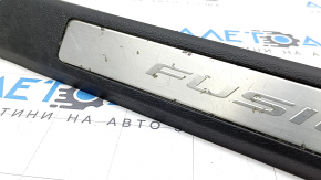 Front left door sill plate for Ford Fusion mk5 17-20, black with chrome insert, scratches