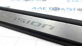 Front right door sill plate for Ford Fusion mk5 17-20, black with chrome insert, scratches