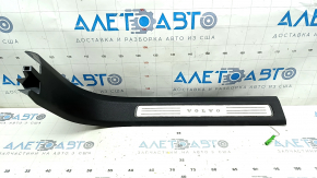 Volvo XC90 16-23 black front left inner door sill with illuminated chrome insert, scratches