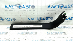 Volvo XC90 16-23 black front right inner door sill with illuminated chrome insert, scratches, cracks