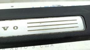 Volvo XC90 16-23 black front right inner door sill with illuminated chrome insert, scratches, cracks
