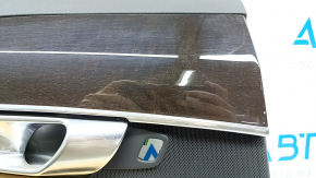 Door trim, rear left, Volvo XC90 16-22, black leather, beige leather insert, beige leather armrest, without curtain, with wood trim, scratches, bumper