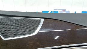 Door trim panel, front right, Volvo XC90 16-22, black leather, beige leather insert, beige leather armrest, without curtain, with wood trim, scratches