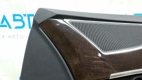 Door trim panel, front right, Volvo XC90 16-22, black leather, beige leather insert, beige leather armrest, without curtain, with wood trim, scratches