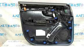 Door trim panel, front right, Volvo XC90 16-22, black leather, beige leather insert, beige leather armrest, without curtain, with wood trim, scratches