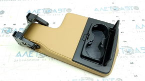 Rear seat armrest, 2nd row, Volvo XC90 16-23, beige leather, with cup holders