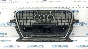 Radiator grille Audi Q5 8R 13-17 rest, for parking sensors, glossy, chrome, with quattro emblem, scratches, non-factory holes, sand