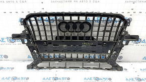 Radiator grille Audi Q5 8R 13-17 rest, for parking sensors, glossy, chrome, with quattro emblem, scratches, non-factory holes, sand