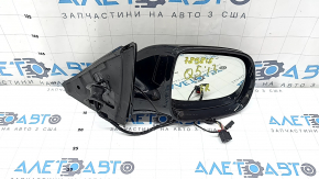 Right side mirror assembly for Audi Q5 8R 09-17, 15+2 pins, BSM, auto-folding, auto-dimming, turn signal, heated, backlit, black, scratches
