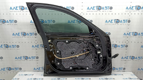 Front left door assembly BMW 5 G30 17-23 keyless, black 668, scratches on molding, bent molding