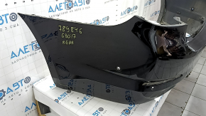 Bare rear bumper for BMW 5 G30 17-20 with parking sensors and PMA, black, scratches, dents, broken fasteners