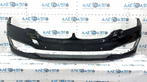 Bare front bumper for BMW 5 G30 17-20 with parking sensors and PMA, black, dents, scratches, broken mount, non-factory holes