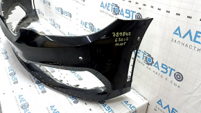 Bare front bumper for BMW 5 G30 17-20 with parking sensors and PMA, black, dents, scratches, broken mount, non-factory holes