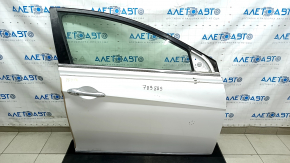 Front right door assembly for Hyundai Sonata 11-15 hybrid, white WW7, dented