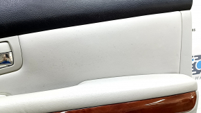 Front right door panel for Lexus RX300 RX330 RX350 RX400h 04-09, gray with gray leather insert, leather armrest, wood molding, with handle, scratches