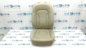 Driver's seat upholstery for Audi Q5 8R 09-17, beige leather, heated, dented, worn, cracked, needs cleaning