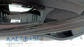 Front left door panel assembly BMW 5 G30 17-23 black leather, armrest and insert black leather, molding under the wood gloss, under the memory, scratches, handle came loose, tears