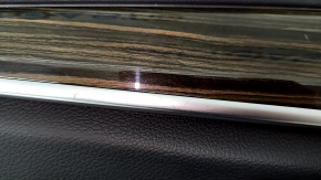 Front left door panel assembly BMW 5 G30 17-23 black leather, armrest and insert black leather, molding under the wood gloss, under the memory, scratches, handle came loose, tears
