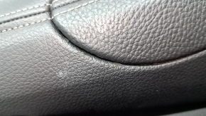 Front left door panel assembly BMW 5 G30 17-23 black leather, armrest and insert black leather, molding under the wood gloss, under the memory, scratches, handle came loose, tears