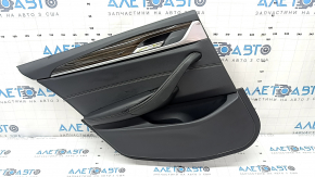 Rear left door panel assembly for BMW 5 G30 17-22 black leather, armrest and insert black leather, glossy wood molding