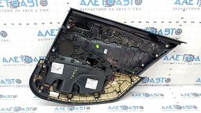 Rear left door panel assembly for BMW 5 G30 17-22 black leather, armrest and insert black leather, glossy wood molding