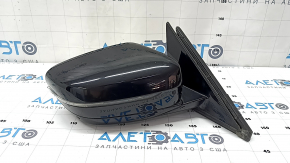 Right side mirror assembly BMW 5 G30 17-23 5-pin, heated, turn signal, black, broken turn signal, scratch