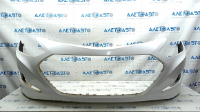 Front bumper bare Hyundai Sonata 11-15 hybrid, white, scratches, broken fasteners