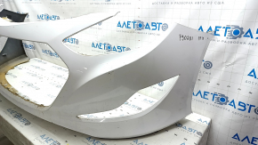 Front bumper bare Hyundai Sonata 11-15 hybrid, white, scratches, broken fasteners