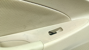 Rear left door panel for Hyundai Sonata 13-15, beige with beige leather insert, perforated, beige leather armrest, glossy gray molding, with handle, dented, needs cleaning