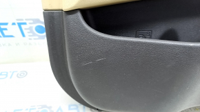 Front right door panel for Hyundai Sonata 11-15, beige with beige leather insert, perforation, beige leather armrest, glossy gray molding, infinity, with handle, scratches, needs cleaning