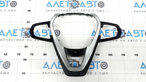 BMW 5 G30 17-19 steering wheel cover, black leather, glossy black with chrome, heated, chrome trim
