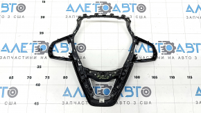 BMW 5 G30 17-19 steering wheel cover, black leather, glossy black with chrome, heated, chrome trim