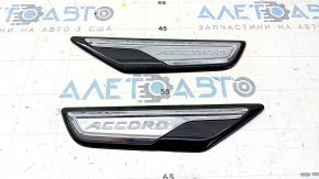 Set of 2 black fender emblem moldings for Honda Accord 18-22