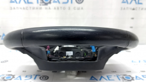 The steering wheel is bare, BMW 5 G30 17-22, black leather, Sport, heated, with a signal plate, under the paddle shifters, peeling, needs cleaning, scratches