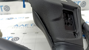 The steering wheel is bare, BMW 5 G30 17-22, black leather, Sport, heated, with a signal plate, under the paddle shifters, peeling, needs cleaning, scratches