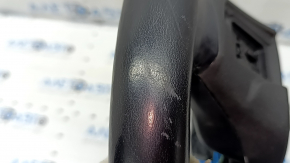 The steering wheel is bare, BMW 5 G30 17-22, black leather, Sport, heated, with a signal plate, under the paddle shifters, peeling, needs cleaning, scratches